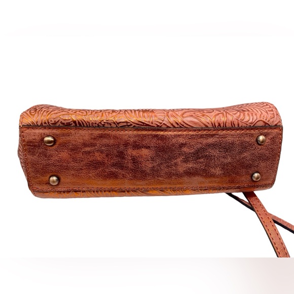 Patricia Nash Tooled Leather Bag Kiss Lock Kelmscott Coral Metallic Cross Body - Picture 5 of 11